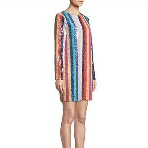 Mestiza rainbow sequin stripe dress
